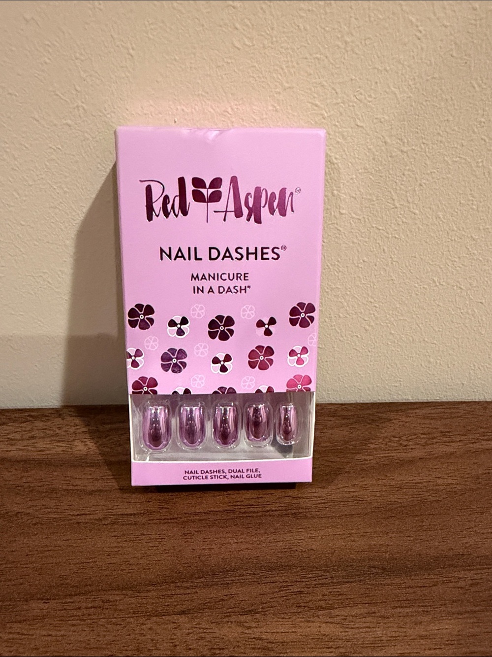 Red Aspen Purple Metallic Nail Dashes Press-On Manicure